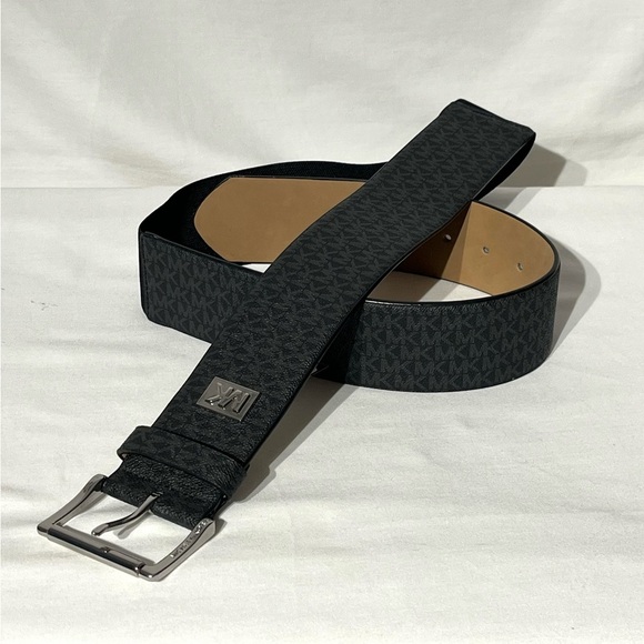 MICHAEL KORS Signature Wide Elastic Belt Black Gray Logo Brand main image 8